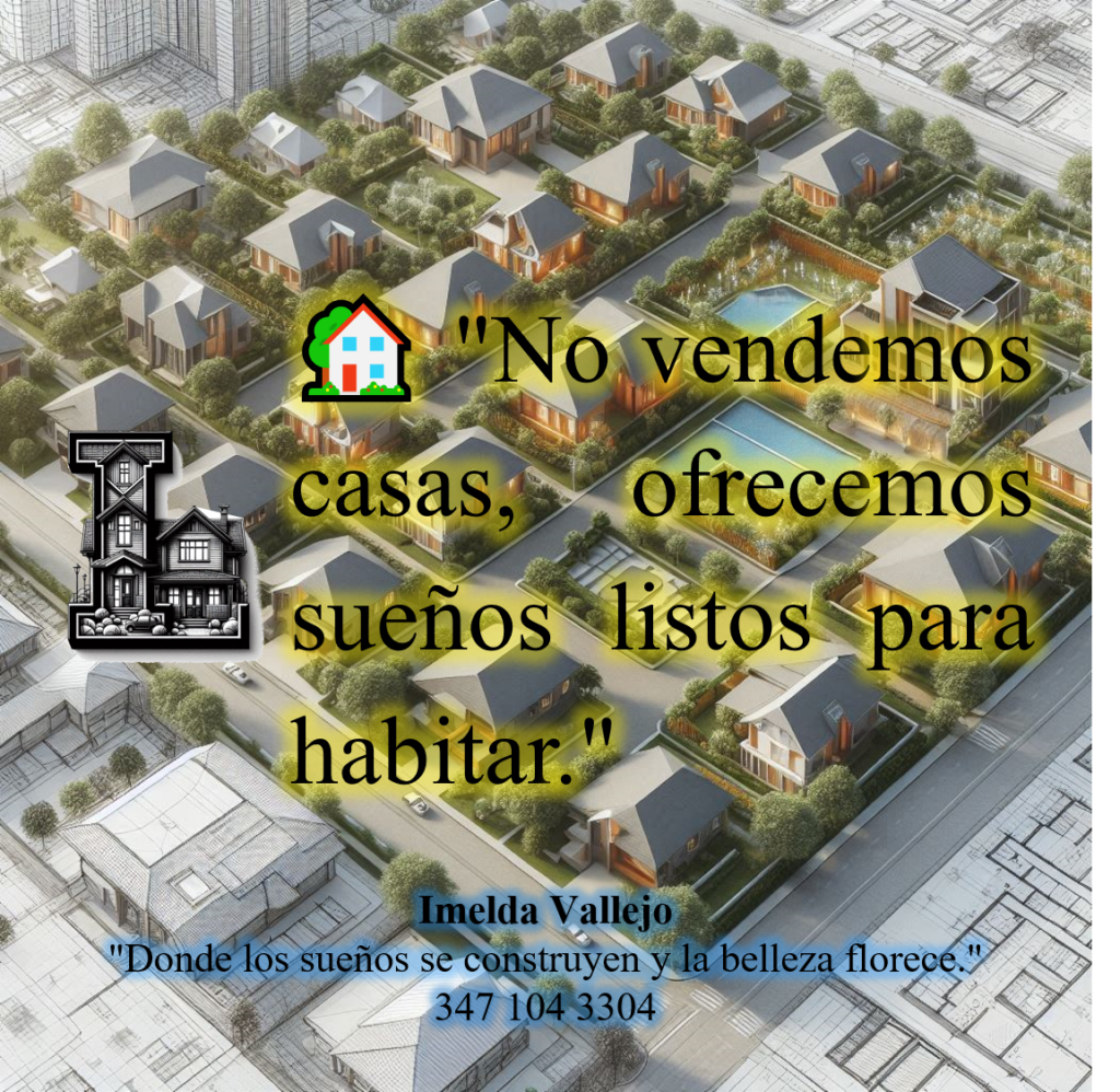 Imelda Vallejo 
Bienes raíces
Terrenos
Casas en venta
belleza
cuidado de la piel y el cabello 
crianza 
familia
